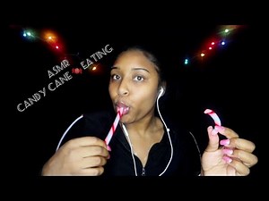 [ASMR] Candy Cane Eating With Wet Mouth Sounds & Crunchy sounds ❤️💚 😋
