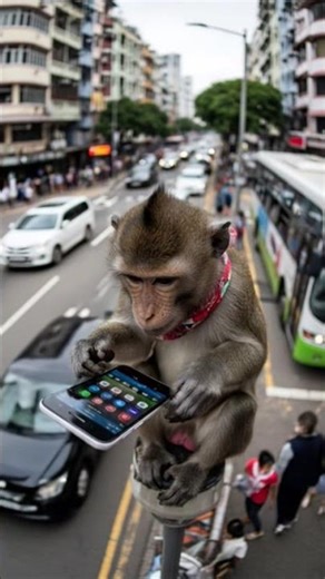 #Monkey using #Mobile
