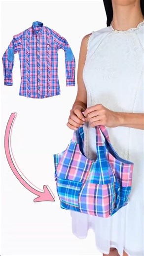 DIY Tote Bag from old Shirt Miarti🪡🧵✂️ 👜✌️