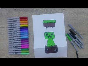 How to Draw a MINECRAFT CREEPER SURPRISE FOLD | Drawing for Beginners