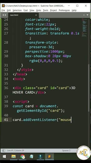 Make 3D Hover Card Effect in JavaScript | Premium UI Animation