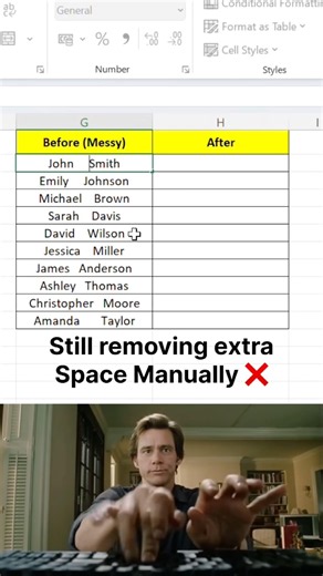Stop Removing Extra Spaces Manually in Excel ❌ | TRIM Function Explained in 15 Seconds