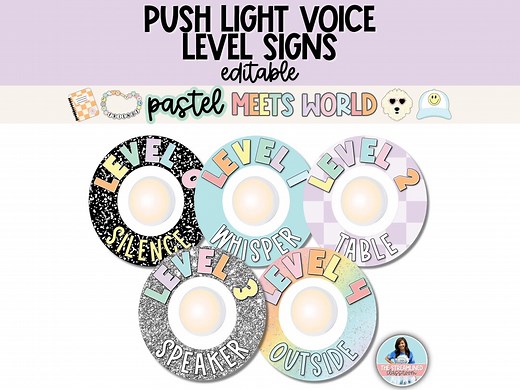 Push Light Voice Level Signs - Editable Voice Level Tap Light Posters - Classroom Management Tool for Teachers - Help Control Noise Levels - Etsy