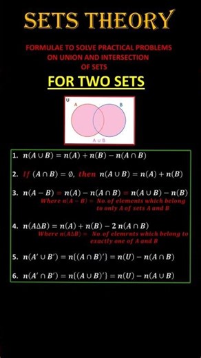 CLASS 11 CH 1 SETS THEORY #class11maths#sets #formula#venndiagrams #cbseclass11 #rbseclass11 #maths