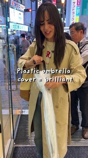 Plastic umbrella cover = brilliant. Me using it = disaster 😅☔ #japanlife #rainydayfails