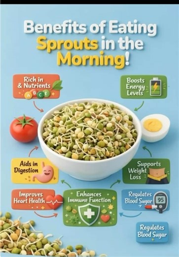 As a doctor, this is one simple change I recommend to EVERY patient: Add fresh sprouts to your breakfast! 🌱 They explode with vitamins A, C, E antioxidants after sprouting—better absorption, natural energy without crashes, improved digestion, stable blood sugar, heart protection, weight support & stronger immunity. Low-cal, high-fiber powerhouse! Start with a handful today. Your body thanks you tomorrow. 💚 Who’s trying this? Drop a 🌱 below! Consult your doc for personal advice. #Sprouts #Heal