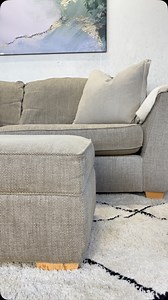 DFS Sophia Collection Large 3 Seater Sofa and Storage Footstool. Upholstered in shade Mocha & Natural, a durable basket weave fabric with light wooden feet. Easy-clean fabric👌🏻 the footstool provides handy living room storage! SAVE £938 🙌🏻 Dimensions L226 x D100cm , Footstool 62 x 55cm £320 for the set RRP £1258 🚛 from £50 Product report - Ex display sofa that has been on in a retail store for approx 12 months. Possibly the odd tiny mark from use / transit. Ignore any shadows on pictures fr