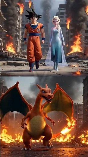 Goku and Elsa vs Charizard, Blastoise, Venusaur