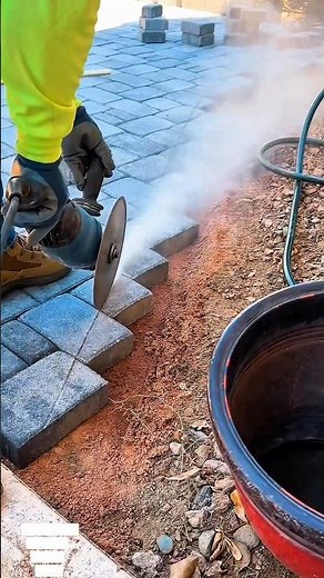 Cutting Paver Blocks with a Powerful Angle Grinder | Satisfying Paver Installation Technique”