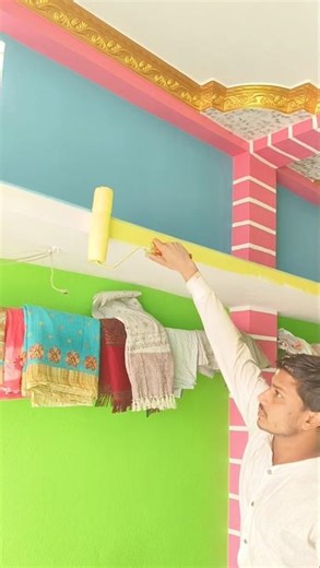 yellow colour fast code 🏡 #wallpainting