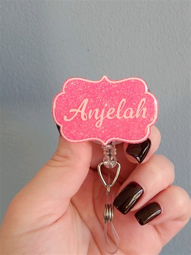 Make a custom badge reel with me ❤️ Order your own custom badge reel here ⬇️⬇️ https://theknittedpeacock.etsy.com #anjelah #uniquenam #custombadge #badgereelsoftiktok #crafttok