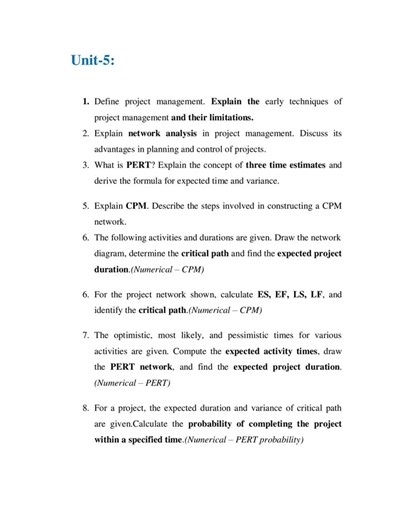 Management Science (MS) Important Questions || MS Unit Wise Important Questions | Management Science