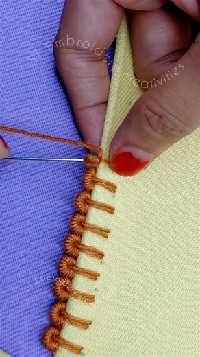 Handcrafted Bullion Knot Edge Stitching for Elegant Fabric Borders #embroidery #trending #shortvideo
