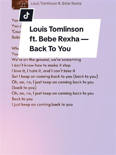 Louis Tomlinson ft. Bebe Rexha - Back To You #louistomlinson #backtoyou #beberexha #lyrics #liriklagu #fyp #fypシ #おすすめ #歌詞動画 #音楽