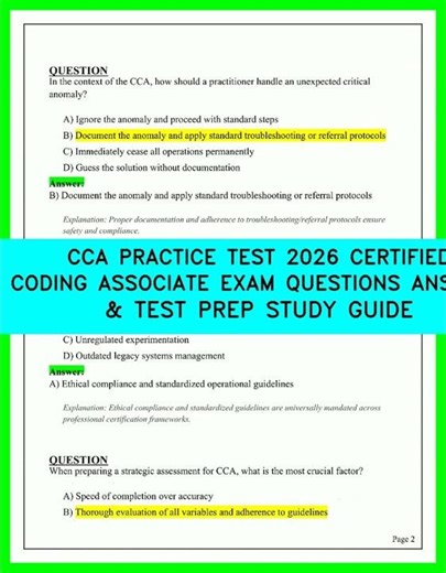 CCA PRACTICE TEST 2026 CERTIFIED CODING ASSOCIATE EXAM QUESTIONS ANSWERS & TEST PREP STUDY GUIDE vid