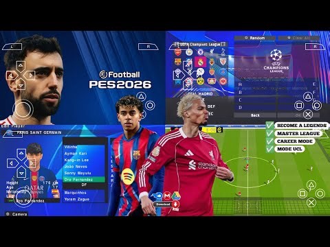 eFootball PES 2026 PPSSPP Android Offline Full Update UCL & League Kits 25/26 Season 4k Graphics