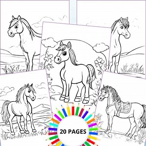 Simple Horse Coloring Pages for Kids - Etsy