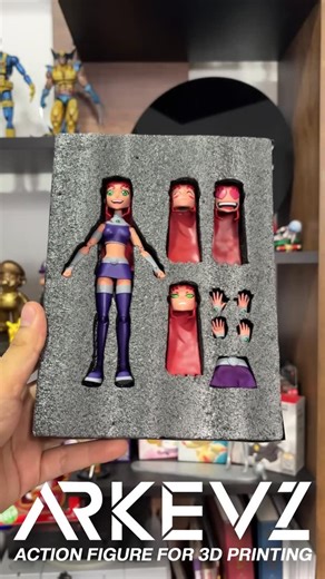 Arkevz 3D on Instagram: "The Ultimate Starfire Experience 💜✨ We’ve taken the Princess of Tamaran to the next level. This updated version features a complete color rebranding, utilizing more vibrant and character-accurate tones to make the figure truly pop on your shelf. What’s new in this edition: 👗 Real Fabric Skirt: We’ve replaced the 3D-printed skirt with high-quality textile for a natural drape and premium feel. 🎭 Interchangeable Expressions: Switch between her iconic looks—from combat-re