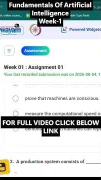 NPTEL Fundamentals of Artificial Intelligence Week 1 Assignment Answers | noc26-ge93 | IIT Guwahati
