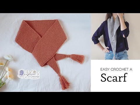 《Evelin's Crochet》The Little Scarf , Simple and Easy for the Beginners! Just Work Only One Stitch!