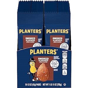 Planters Smoked & Salted Almonds Single Serve (1.5oz Bags, Pack of 18)
