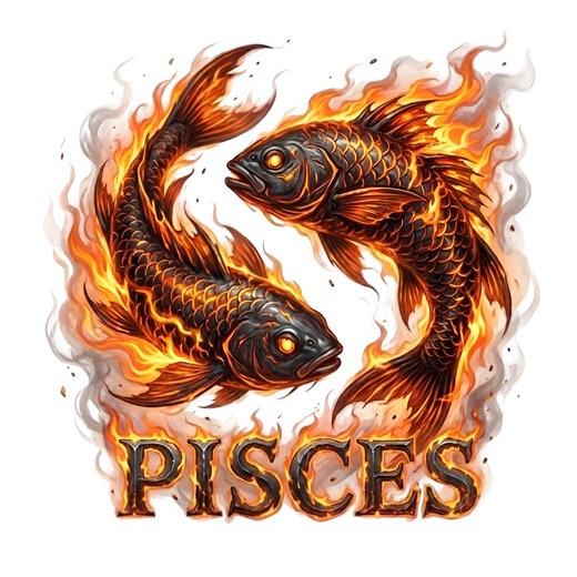 Pisces Zodiac Sign Transparent PNG Digital Download Fire Astrology Clipart Fish Symbol Graphic Sublimation Design Zodiac Art - Etsy