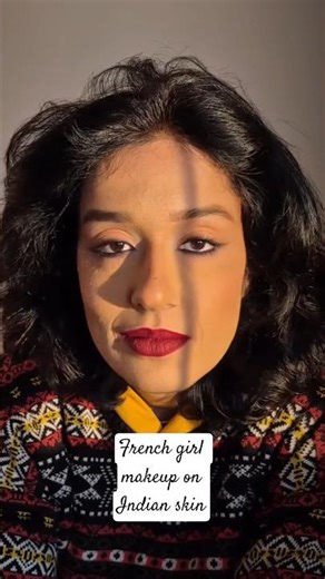 French Girl Winter Makeup on Indian skin ❄️🇫🇷👄🌹 #aesthetic #paris #redlip #coldgirl #rosé #jetaime