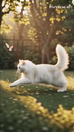 Cat Running in Slow Motion #catshorts #evening #garden #aicat