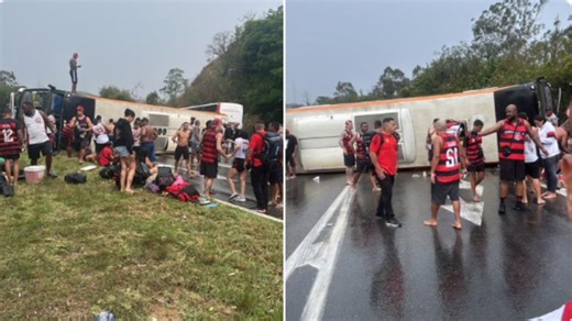 Un micro que llevaba hinchas de Flamengo volcó rumbo a Buenos Aires