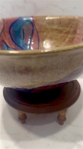 Signed Studio Pottery Bowl: Large Ceramic Serving Bowl, Abstract Design - Etsy