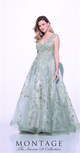 Ivonne D ID903 - Laced Appliqued Evening Gown