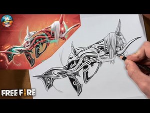 FREE FIRE DRAWING NEW EVO FAMAS DEMONIC GUN SKIN LEVEL 7 HOW TO DRAW FREE FIRE FF - Gambar Free fire
