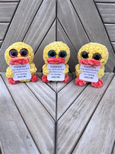 Positive Duck | Amigurumi | Pocket Duck | Encouragement Gift | Gift | Handmade - Etsy