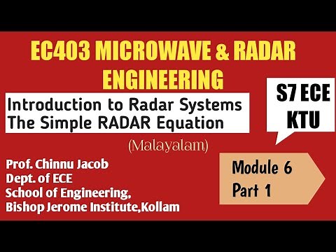 MODULE 6|PART 1|EC403|MICROWAVE & RADAR ENGINEERING|Introduction to Radar Systems,Range Equation|KTU