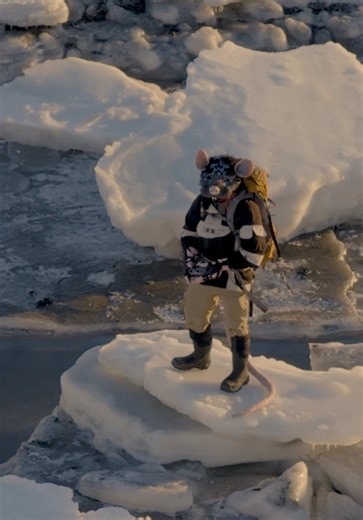 A high of 1F with a strong wind in the -30s made for a challenging couple of hours along the exposed Alaskan coast. This has created some beautiful stacks of ice with varied textures along the intertidal boundary where these salmon tributaries are. Had to apply warp stabilization in a few spots as the wind tried to knock the drone out of the sky, but I am a professional. 😎🐀 #fursuit #fursuiter #fursuiting #furryfandom #furrycommunity