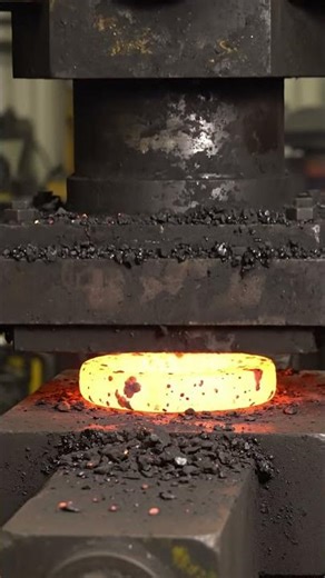 flat plated red hot ball crushing by hydraulic pressure machine #hydraulicpress #hydraulicsolutions