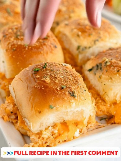 5.8K views · 56 reactions | Buffalo  Chicken Sliders – Spicy, Cheesy, Crowd-Pleasing Party Fuel!  Shredded buffalo chicken, ranch, and melty cheese baked into buttery Hawaiian rolls—party food perfection! Ingredients (Makes 12 Sliders): Filling: 3½ cups shredded rotisserie chicken ½ cup buffalo sauce (like Frank’s RedHot)  | The Storybook Of Pixels and Colors | Facebook