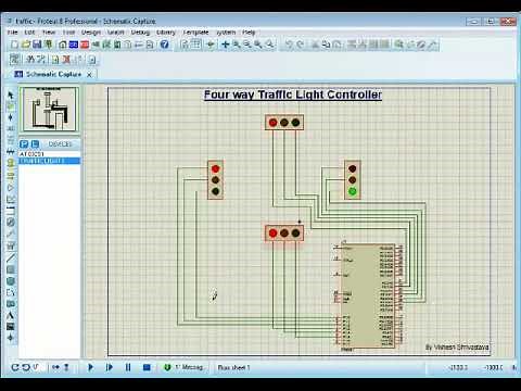 Four Way Traffic Light Simulation Using Proteus and Keil Vision