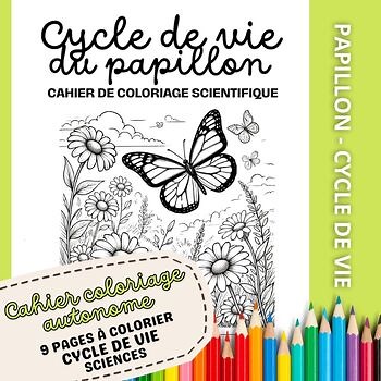 Cycle de vie du papillon | Butterfly Life Cycle Coloring Book | Cahier éducatif