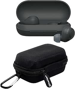 Sony WF-C700N Truly Wireless Noise Canceling Bluetooth Earbuds with Mic (Black) Bundle with Earbuds Hard Travel Case (2 Items)