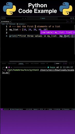 How To Get The First Three Items from a List | Python Code Example #python