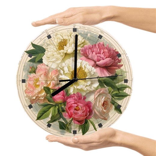 Vintage Peony Floral Wall Clock Romantic Botanical Garden Decor - Etsy