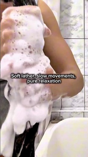 Shampooing long hair… let the bubbles melt your stress