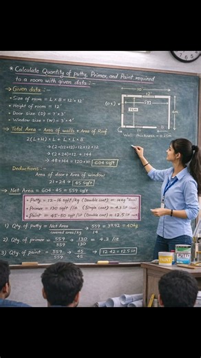 Putty, Primer & Paint Quantity Calculation for Beginners | Civil Engineering Guide