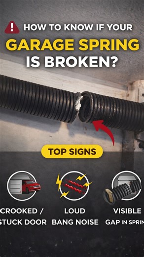 Rocket Garage Doors | 🚨 Is your garage door spring broken? Here’s how you can tell: 1️⃣ You heard a loud BANG in the garage 2️⃣ The door won’t open or feels... | Instagram