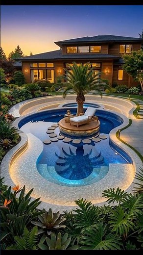 I Made a Resort-Style Island Pool at Home… WOW 😱 #luxurypool #lagoonpool