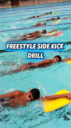 Freestyle Side Kick Drill with Fins & Kickboard | BD Swimming Club Training #Shorts