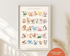 Animal Alphabet Poster, Toddler ABC Chart, Preschool Wall Art, Printable Homeschool Decor, Playroom Alphabet, Pre-k Learning Tool, Printable - Etsy