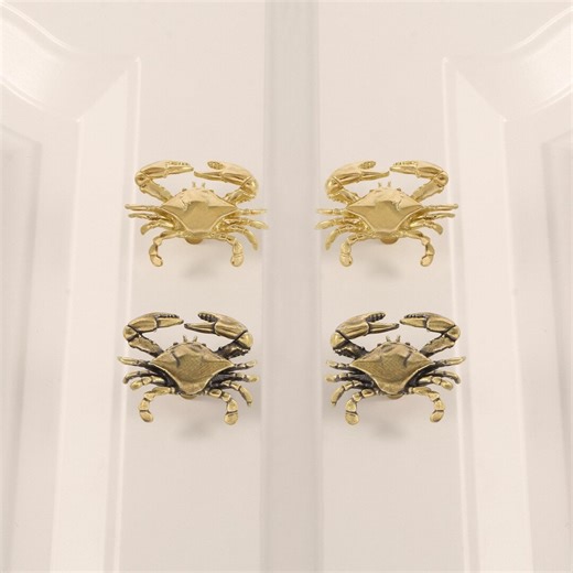 Brass Crab Knobs and Pulls/bronze Animal Cabinet Pulls/drawer Knobs/wardrobe Pulls/offices Knobs/kitchen Handles/door Pulls - Etsy