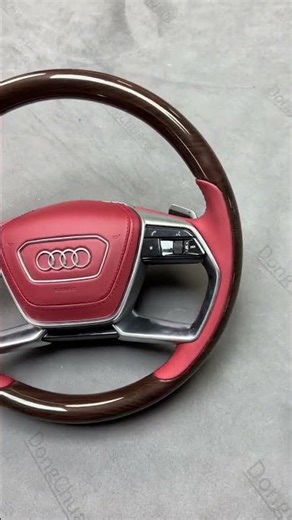 Audi A8 Wooden Steering Wheel Upgrade 2003–2017 | Bordeaux Red Interior OEM-Style Custom Wheel